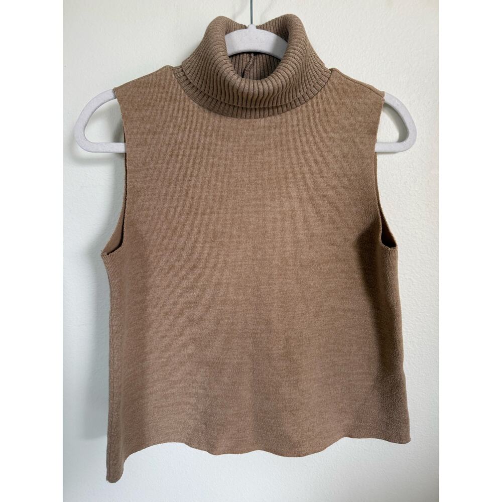 Zara Sleeveless Turtleneck Sweater Vest in Taupe